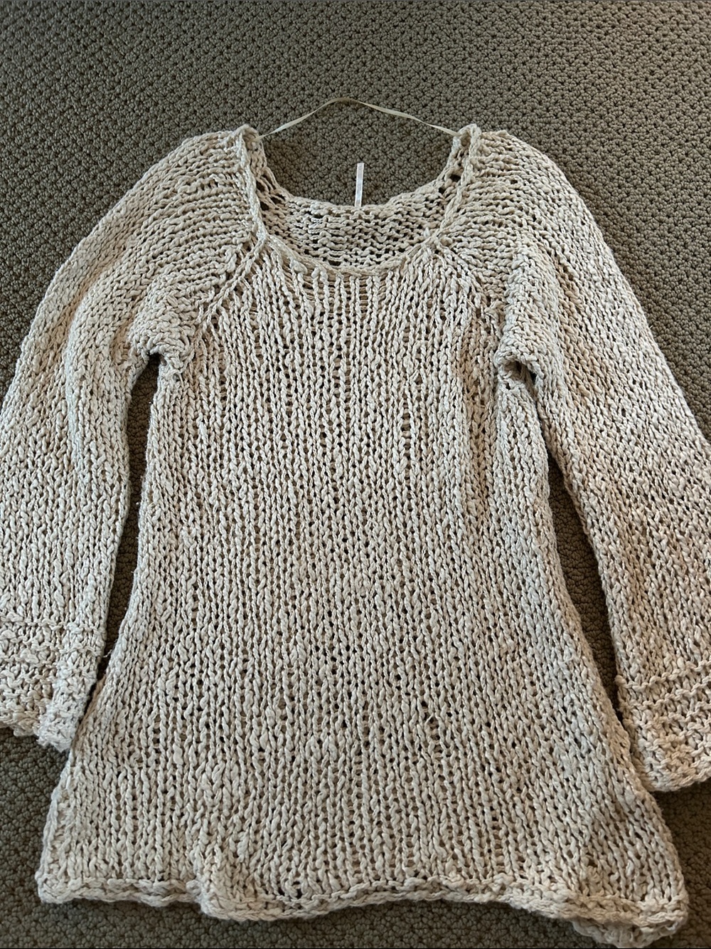 Free people Women's Cream Open-Knit tunic sweater - Picture 1 of 2